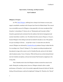 Coulthard 1 1 Improvisation, Technology, and Representation Karl Coulthard Ellington at Newport in 1956, Duke Ellington, Sufferi