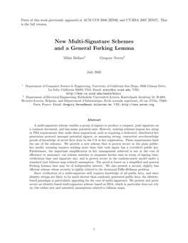 New Multi-Signature Schemes and a General Forking Lemma