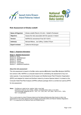 Risk Assessment of Elodea Nuttallii