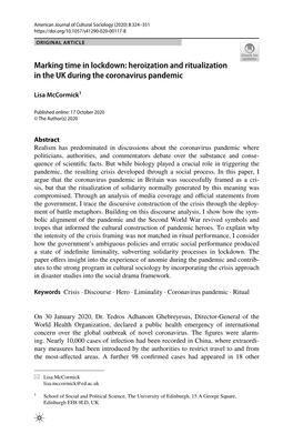 Heroization and Ritualization in the UK During the Coronavirus Pandemic