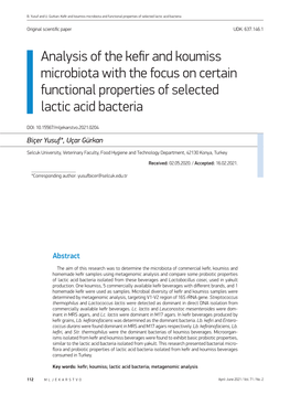 Analysis of the Kefir and Koumiss Microbiota with the Focus on Certain Functional Properties of Selected Lactic Acid Bacteria