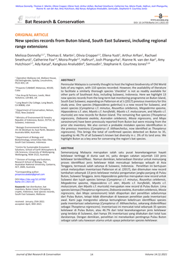 New Species Records from Buton Island, South East Sulawesi, Including Regional Range Extensions