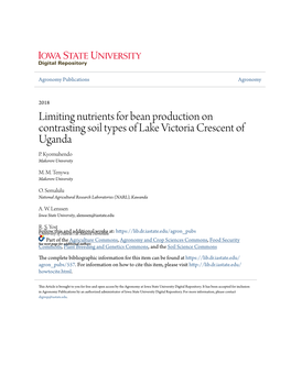 Limiting Nutrients for Bean Production on Contrasting Soil Types of Lake Victoria Crescent of Uganda P