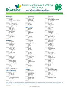 Consumer Decision Making Skill-A-Thon Food & Cooking ID