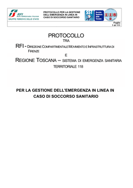 Protocollo Per La Gestione Dell’Emergenza in Linea in Caso Di Soccorso Sanitario