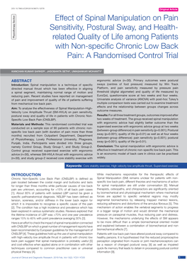 Effect of Spinal Manipulation on Pain Sensitivity, Postural Sway, and Health