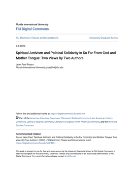 Spiritual Activism and Political Solidarity in So Far from God and Mother Tongue: Two Views by Two Authors