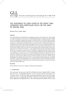 The Assesment of Land Cover in the Nowy Targ Commune with Particular Focus on the Area of Natura 2000