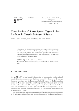 Classification of Some Special Types Ruled Surfaces in Simply Isotropic