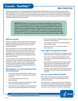 Cresols - Toxfaqs™ CAS # 1319-77-33