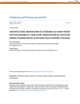 Architectural Renovation of Stadiums As a New Vision for Sustainability Case Study (Renovation of Castelão Arena Stadium, Brazil & Soldier Field Stadium, Chicago)