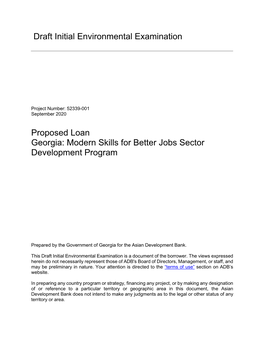Draft Initial Environmental Examination Proposed Loan Georgia