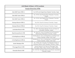 AGD Bank 24 Hours ATM Locations Yangon Branches Atms