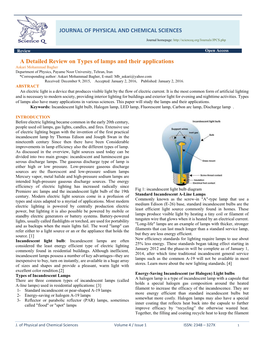 A Detailed Review on Types of Lamps and Their Applications JOURNAL