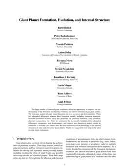 Giant Planet Formation, Evolution, and Internal Structure