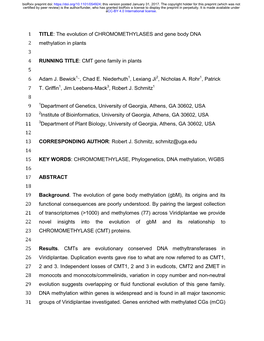 CMT Gene Family in Plants 5 6 Adam J