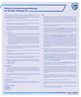 Notice of Annual General Meeting for Stanbic Holdings Plc