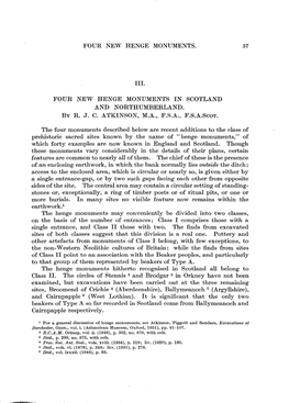 Four New Henge Monuments. 57 Iii. and Northumberland
