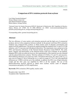 Comparison of DNA Isolation Protocols from Soybean Abstract