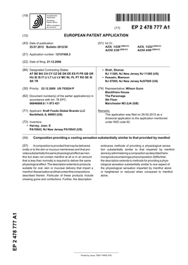 Composition Providing a Cooling Sensation Substantially Similar to That Provided by Menthol