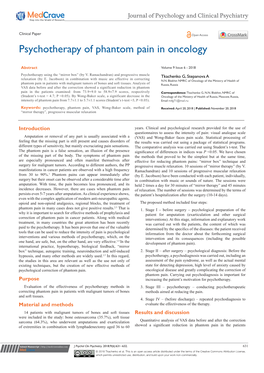 Psychotherapy of Phantom Pain in Oncology