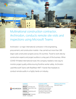 Multinational Construction Contractor, Archirodon, Conducts Remote Site Visits and Inspections Using Microsoft Teams