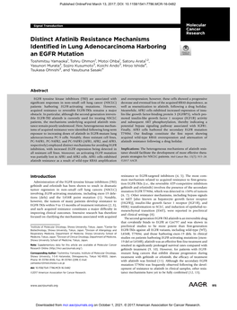 Distinct Afatinib Resistance Mechanisms Identified in Lung Adenocarcinoma Harboring an EGFR Mutation