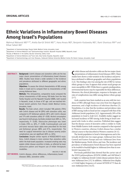 Ethnic Variations in Inflammatory Bowel Diseases Among Israel's