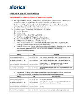 Philippines Guidelines for Receiving Vendor Invoices