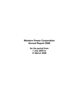Western Power Corporation Annual Report 2006