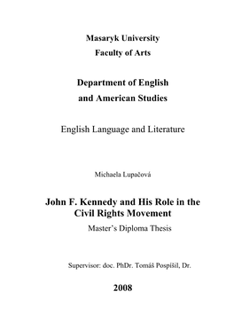 John F. Kennedy and His Role in the Civil Rights Movement Master’S�Diploma�Thesis