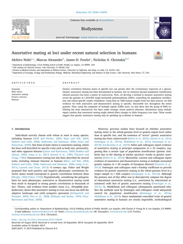 Assortative Mating at Loci Under Recent Natural Selection in Humans T Akihiro Nishia,*, Marcus Alexanderb, James H