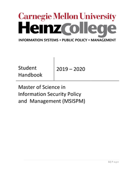 Student Handbook 2019 – 2020 Master of Science