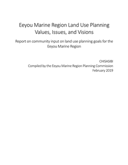 Eeyou Marine Region Land Use Planning Values, Issues, and Visions