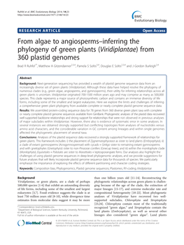 Downloaded from Genbank on That Full Plastid Genomes Are Not Sufficient to Reject Al- February 28, 2012