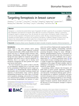 Targeting Ferroptosis in Breast Cancer
