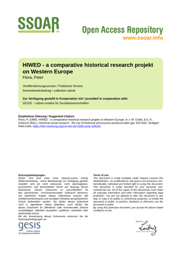 HIWED - a Comparative Historical Research Projekt on Western Europe Flora, Peter