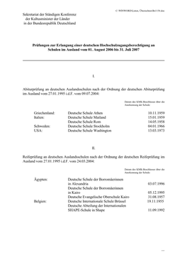 Sekretariat Der Ständigen Konferenz Der Kultusminister Der Länder in Der Bundesrepublik Deutschland