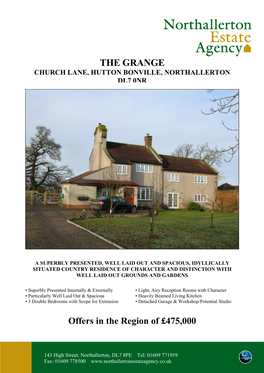 The Grange Church Lane, Hutton Bonville, Northallerton Dl7 0Nr