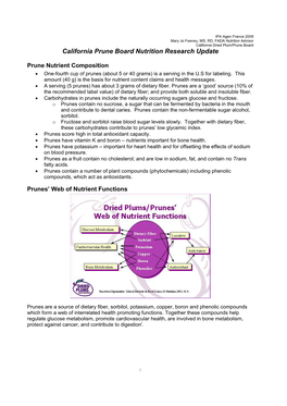 California Prune Board Nutrition Research Update