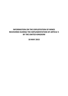 Information on the Exploitation of Mines Recovered During the Implementation of Article 5 by the United Kingdom