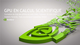 Gpu En Calcul Scientifique