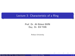 Lecture 3: Characteristic of a Ring