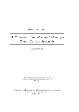 A Parametric Sound Object Model for Sound Texture Synthesis