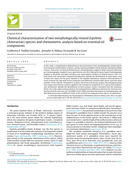 Asteraceae) Species and Chemometric Analysis Based on Essential Oil Components