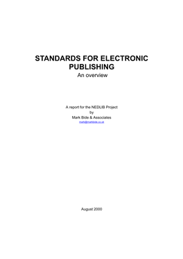 STANDARDS for ELECTRONIC PUBLISHING an Overview