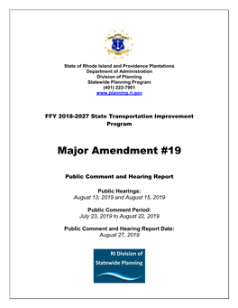 Major Amendment #19 Public Comment and Hearing Report