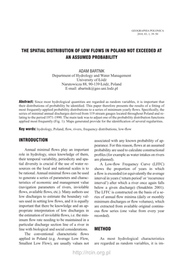 The Spatial Distribution of Low Flows in Poland Not Exceeded at an Assumed Probability
