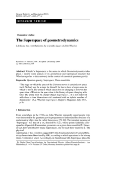 The Superspace of Geometrodynamics