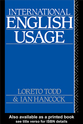 International English Usage Loreto Todd & Ian Hancock